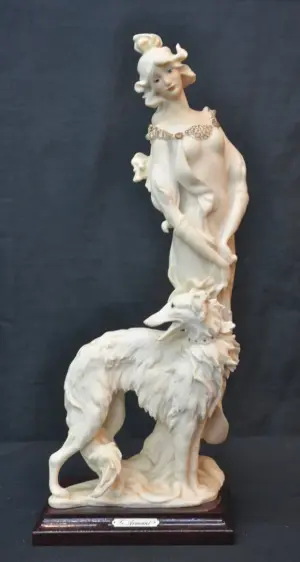 ARMANI FIGURINE OF WOMAN WITH DOG - 14" TALL