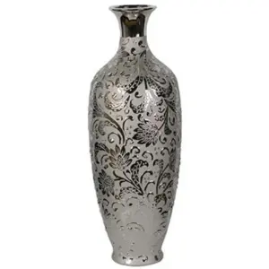 SILVER FLOWER BURN OUT VASE