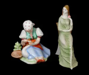 2 ZSOLNAY PORCELAIN HAND PAINTED FIGURINES