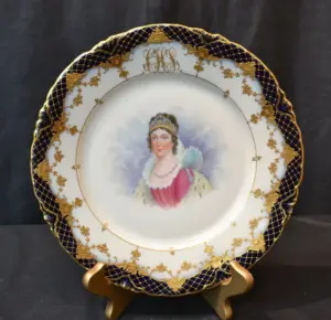 HAND PAINTED DRESDEN PORTRAIT PLATE OF