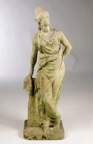 EARLY 19TH C. CARVED MARBLE WOMAN DRAPED GOWN