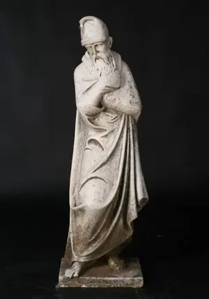 MARBLE FIGURE OF BEARDED MAN IN ROBE 19TH C.
