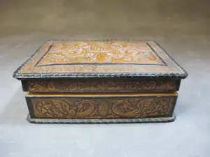Antique Russian leather & wood box