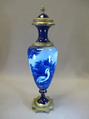 Antique French Limoges porcelain & bronze urn