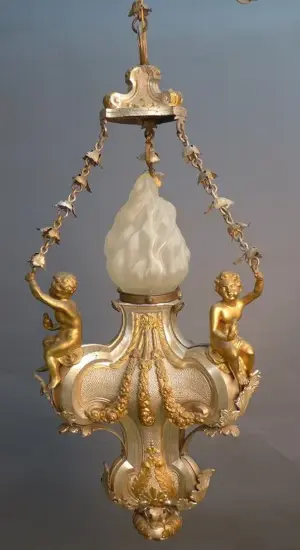 Silvered & Dore over Bronze Chandelier