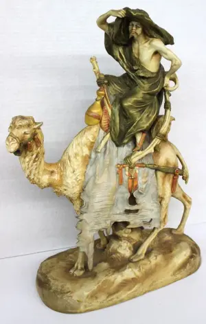 Austrian Amphora Hand Painted Porcelain of Man on Camel