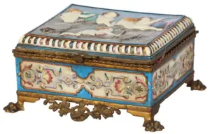 Porcelain & Brass Mounted Jewelry Box