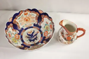 Antique Japanese Imari bowl, & Kutani pitcher