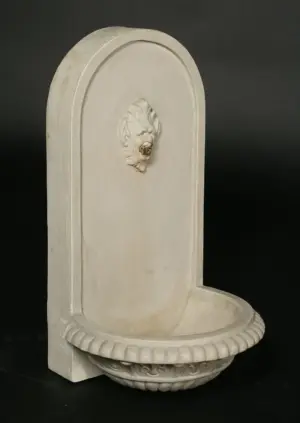 GLAZED TERRACOTTA WALL FOUNTAIN WITH SATYR C.1920