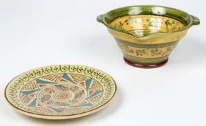 2 Pieces Continental Redware pottery