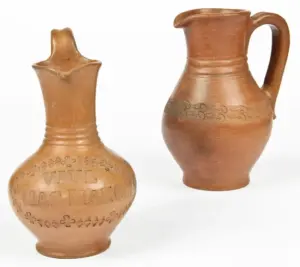 2 Antique St Martin/Maarten Pottery Ewers