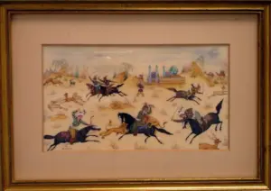 PERSIAN HUNTING SCENE ON IVORY