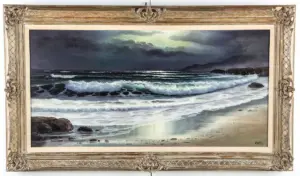 Maurice Meyer, Moonlit Seascape, Oil on Canvas