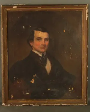 ANTIQUE OIL ON CANVAS PORTRAIT OF A GENTLEMAN