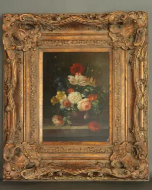 OIL FLORAL STILL LIFE PAINTING SIGNED