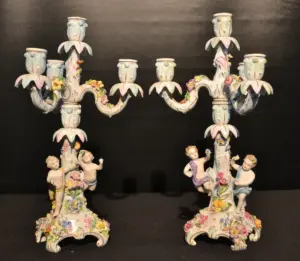 (Pr) 2-PART DESDEN FIGURAL CANDELABRAS