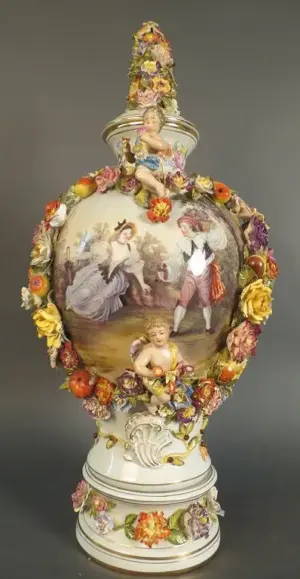 Dresden Style Covered Urn