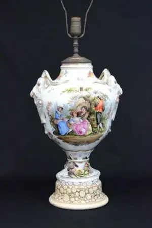 Old figural porcelain vase mounted as a lamp