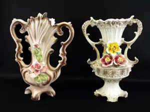 PAIR OF ITALIAN CAPODIMONTE PORCELAIN FLORAL VASES