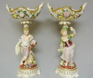 PAIR OF MEISSEN STYLE TAZZAS