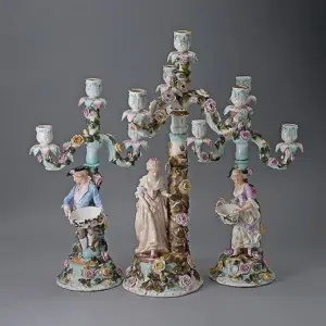 Sitzendorf Three Piece Floral Encrusted Garniture