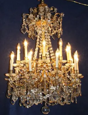 French gilt bronze & crystal Baccarat chandelier