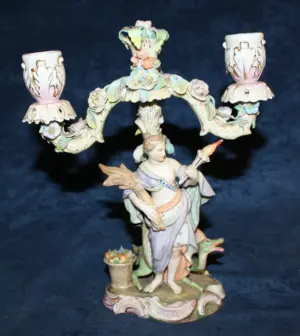 Meissen porcelain 2 arm candelabra