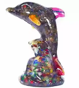 Sapphire & Topaz Dolphin Figure Statue