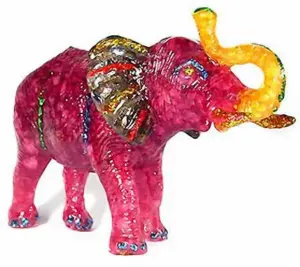 Red Ruby & Topaz Elephant Figure Statue