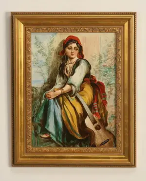 Mid 20th c. porcelain plaque, marked Limoges