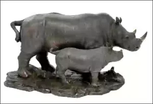 RHINO AND BABY RHINO - COLD CAST BRONZE