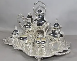 7 PIECES OF SILVER PLATED TEA SERVICE SET
