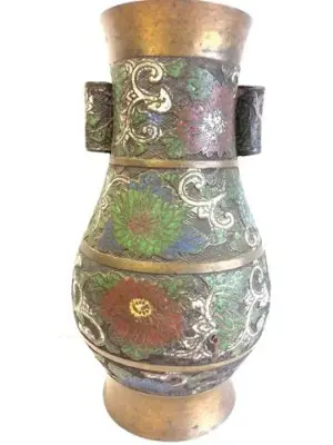 Signed Chinese Champleve Vase