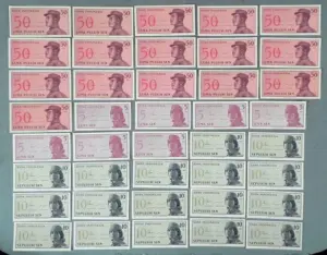 40 Pcs CU 1964 Indonesia Paper Currency Sequential Sen