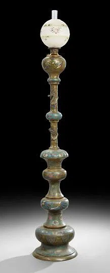 Unusual Chinese Cloisonne Floor Lamp