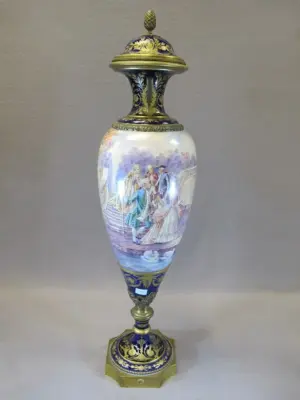 Antique French Sevres porcelain & bronze urn