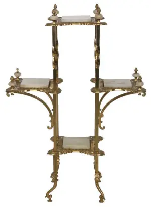Gilt Brass & Onyx Plant Stand