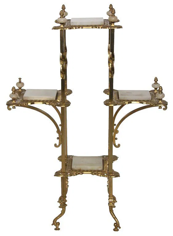 Gilt Brass & Onyx Plant Stand