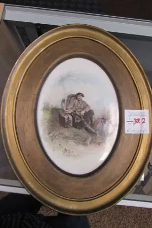 German Porcelain Plaque of Traveler