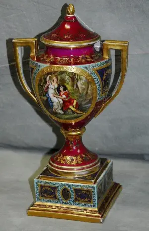 19th C Royal Viena porcelain covered urn