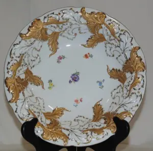 Fine 19th C. Meissen Gilded Porcelain 12" Bowl