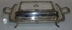 Lg.Ornate Sheffield Silver 3 Part Covered Serving Tray