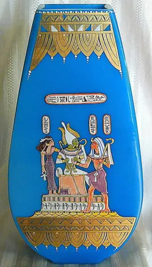 1920s FRENCH OPALINE ENAMELED VASE 15.5"