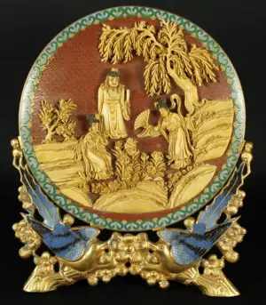 CHINESE BONE AND ENAMEL GILT DISH
