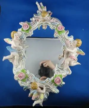 German Porcelain Hand Made Mirror