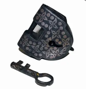 Antique Islamic Silver Inlaid Pad Lock