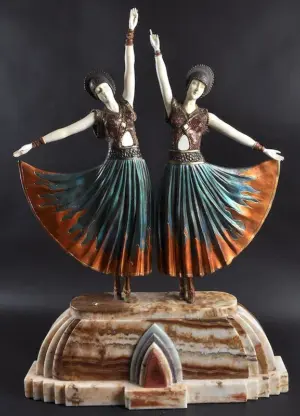 AFTER D. H. CHIPARUS A LARGE ART DECO TYPE BRONZE GROUP