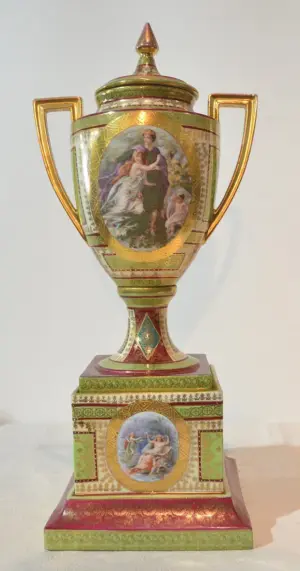 LARGE 3-PART COVERED ROYAL VIENNA STYLE URN