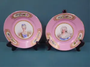 Pair Sevres Porcelain Portrait Plates