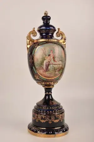 Royal Vienna Austrian porcelain covered urn. Late 19th